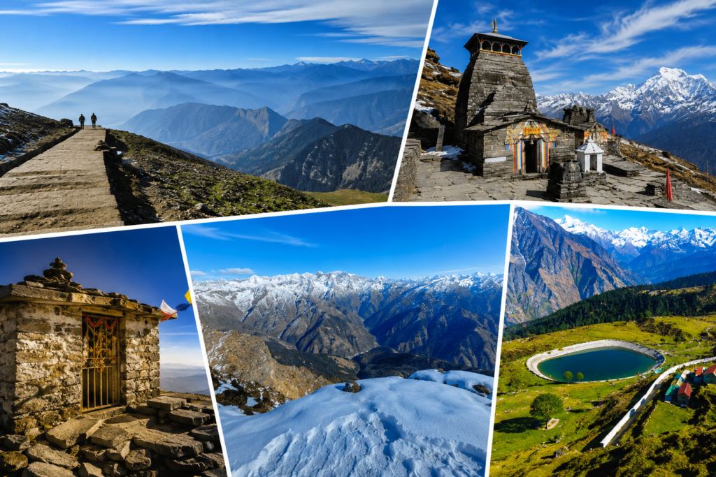 Beautiful Chopta landscape with alpine meadows and Himalayan peaks in Uttarakhand
