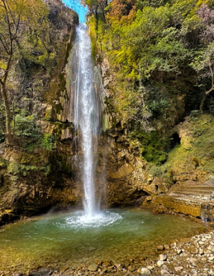 Tiger Falls near Chakrata surrounded by lush green forest